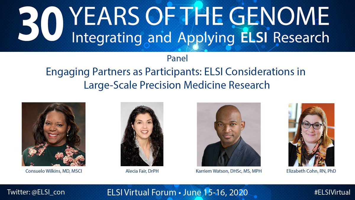 ELSI_con's tweet photo. Engaging stakeholders outside usual research communities typically occurs in community-based &amp; patient-centered outcomes research, not large-scale genomics research. But, with guiding principles in privacy, trust, &amp; empowering participants, All of Us intends to change that. https://t.co/9O5l0Sfkps