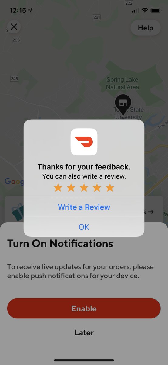 2/ The app didn’t ask for notification permission until after the order was placed (which obviously I want notifications for that order I just placed). And right after that fantastic experience signing up and placing my order I was asked to rate the app. 