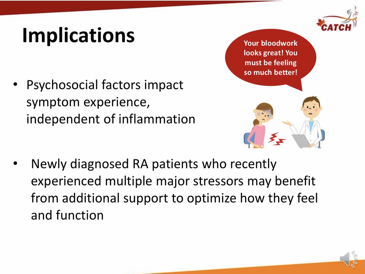 Susanbartlett12's tweet photo. Great to see work by student @nicoleandersenn featured in an #EULAR2020 oral presentation "OP0263 - Major Stressors in the Year Prior to RA Diagnosis: Impact on Patient-Reported Outcomes One Year Later". Worse pain, #fatigue, ptglobal and 
sleep #CATCH @earlyarthritis #RA https://t.co/Q7HuZyuGy0