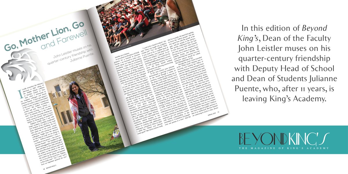 In this edition of Beyond King’s, John Leistler muses on his 25-year friendship with departing Deputy Head of School Julianne Puente. #Magazine

kingsacademy.edu.jo/alumni/beyond-…