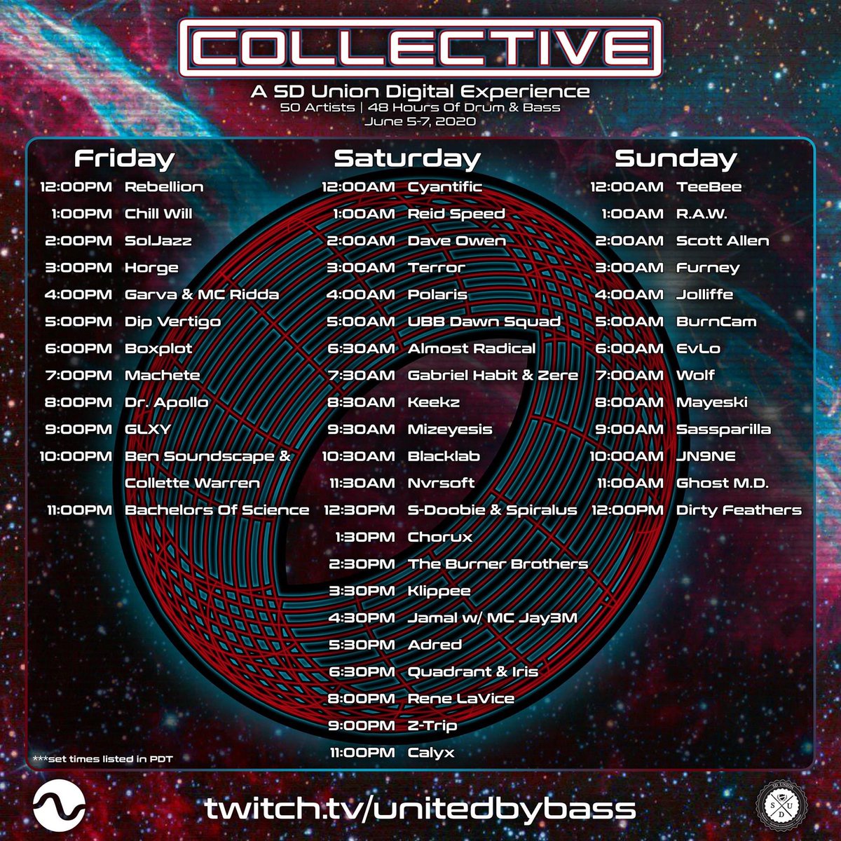 619Union's tweet photo. Time slots are here!
We go Live at 12PM PST and will be bringing you 48hrs of DNB, sponsor giveaways and more all while raising funds for Artist Relief and The Black Lives Matter Movement 🌏❤️

Follow/Subscribe to UBB on Twitch: https://t.co/pyhhPIy1bS

#livestream #DnB https://t.co/q0cjgYfXHJ