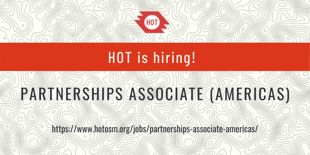 hotosm's tweet photo. We're looking for a talented Spanish/English speaking Partnerships Associate to join our Partnerships and Community team and support our activities in Latin America, the US and the Caribbean. Deadline to apply is 21 June. https://t.co/59hAg0cOte https://t.co/uYa7mS8diS