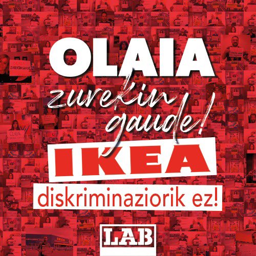 Olaia, trabaja en Ikea, mujer, madre, sindicalista de LAB. Denuncia despidos en la empresa, le cambian de puesto y reducen su sueldo. Bienvenidos a la republica de la represión patronal <a href="/IKEASpain/">IKEA España</a> <a href="/LABIKEA/">LAB IKEA</a>