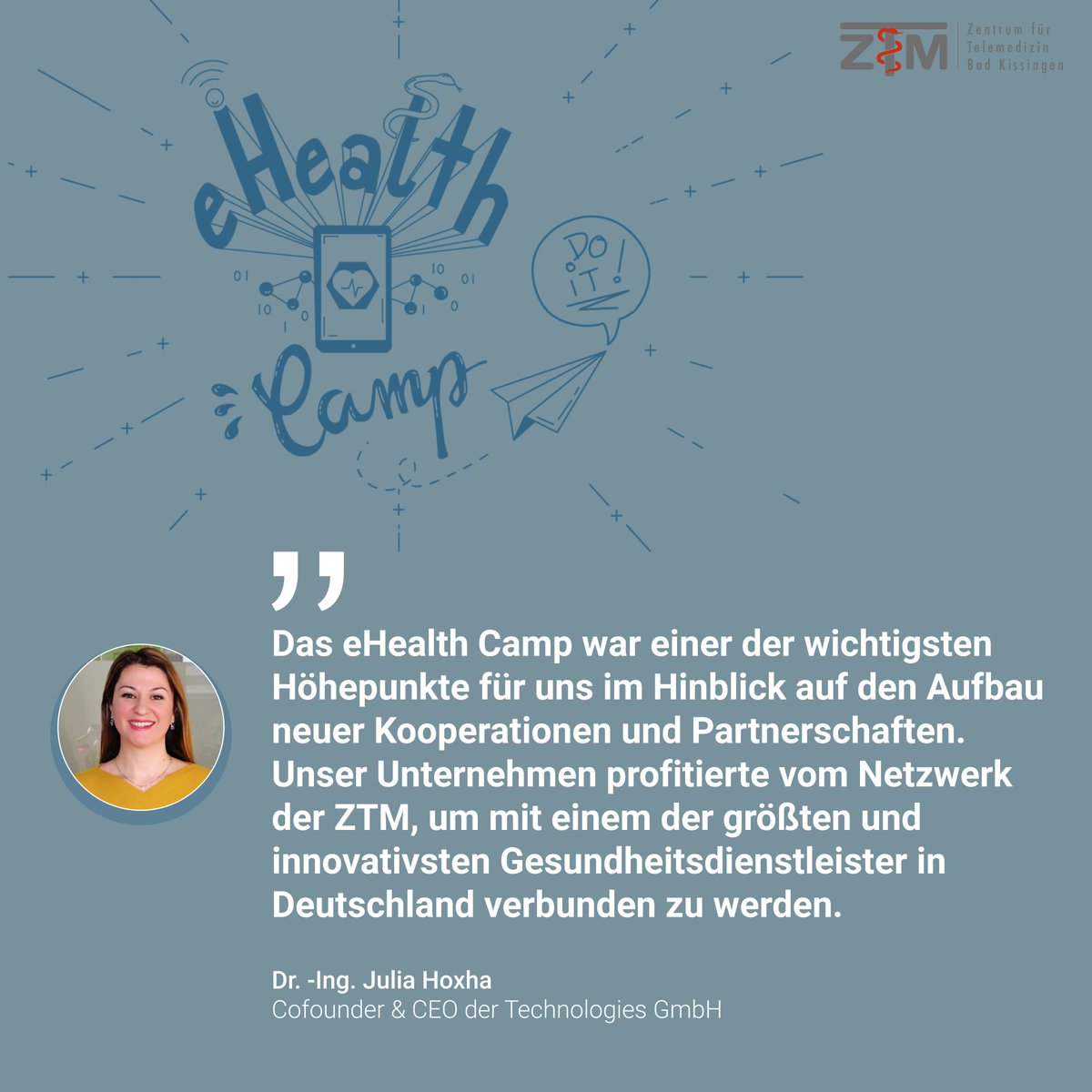 𝗭𝗮𝗻𝗮 𝗮𝘀 𝘀𝘂𝗰𝗰𝗲𝘀𝘀 𝘀𝘁𝗼𝗿𝘆 „𝗲𝗛𝗲𝗮𝗹𝘁𝗵 𝗖𝗮𝗺𝗽“ 𝗽𝗿𝗼𝗷𝗲𝗰𝘁 at Zentrum für Telemedizin, Bad Kissingen
𝘙𝘦𝘢𝘥 𝘮𝘰𝘳𝘦... he.al/2MvBZzJ | he.al/3eU7kbn

zana.com
#artificialintelligence #digitalhealth #ehealth #healthcare