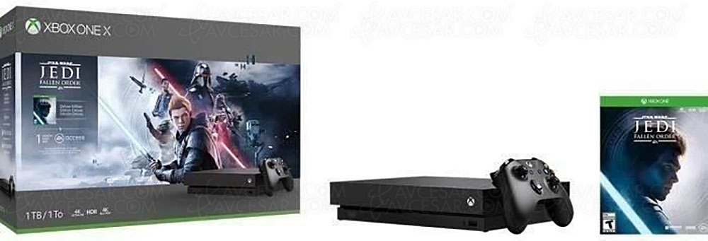 Avcesar's tweet image. Soldes CDiscount, Xbox One X 1 To Star Wars Jedi : Fallen Order + 1 mois d’essai au Xbox Live Gold/Game Pass à 299 €, soit 200 € de réduction ou -40% de remise #soldes #bonsplans #Soldes2019 #Amazon #achats #VenteFlash dlvr.it/RY2zdd