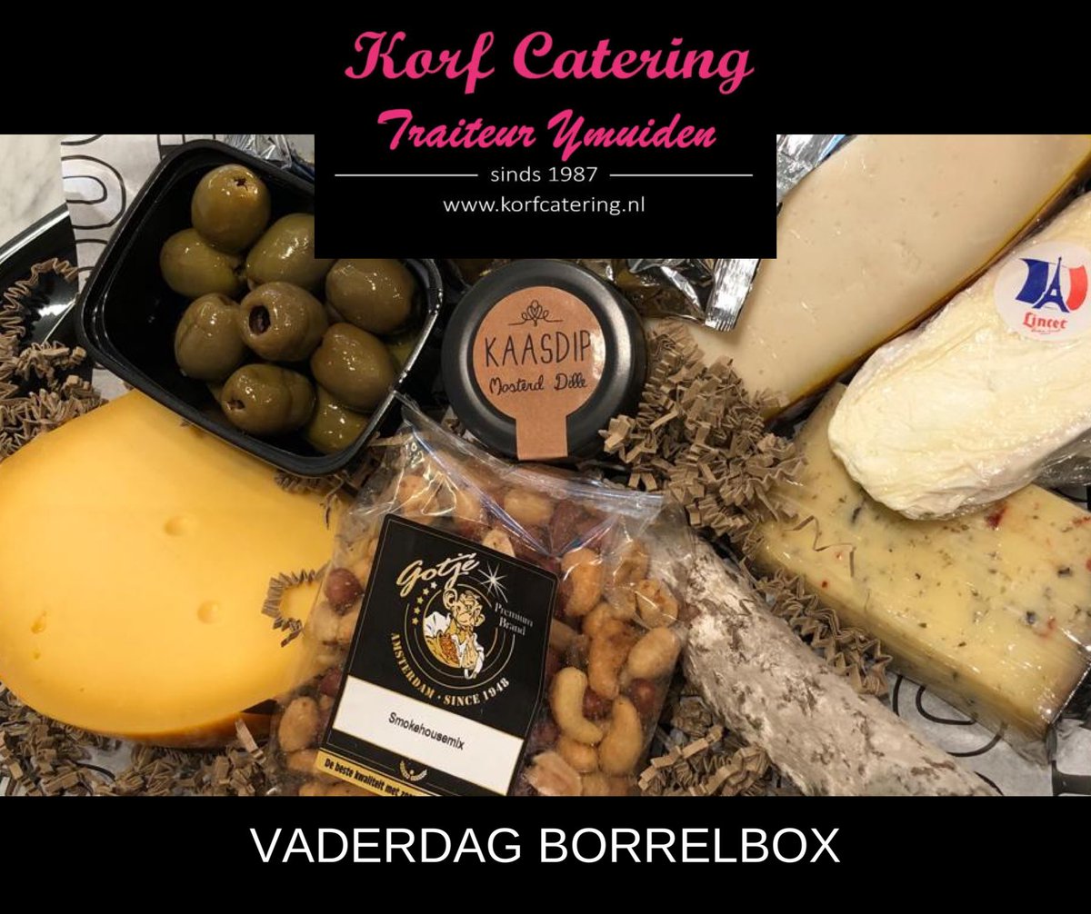 #vaderdag #borrelbox
 #beemster #kaas #traiteur #catering #velsen

* 3 stukjes borrelkaas
* stukje Beemsterkaas
* gedroogd worstje
* bakje olijven
* kaasdip
* zakje gebrande nootjes
* zakje luxe kaascrackers

€ 32,50 

Uit te breiden met fles wijn van ‘Louis Eschenauer’ € 7,50