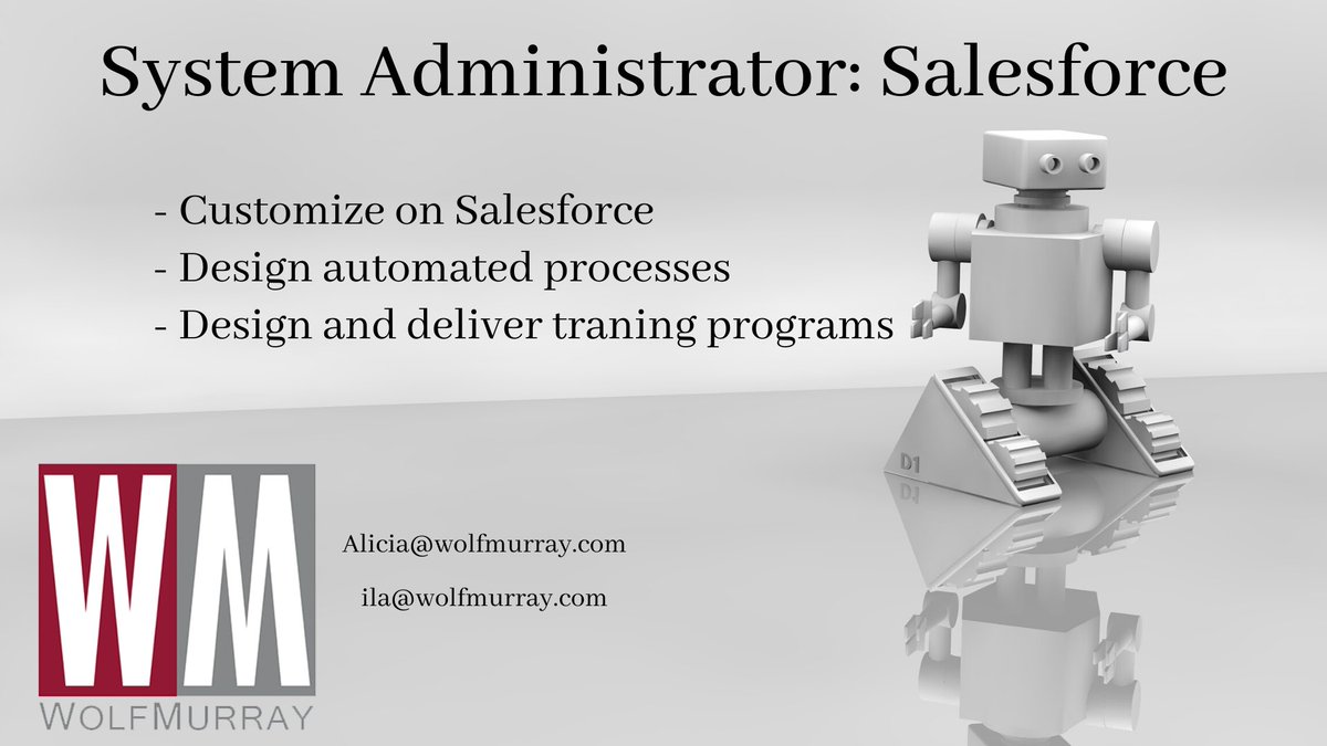 WolfMurray_Ltd's tweet photo. Looking for a new role? Get in touch! #salesforce #jobsearch #systemadministrator #newrole https://t.co/oiPOCQlrsb