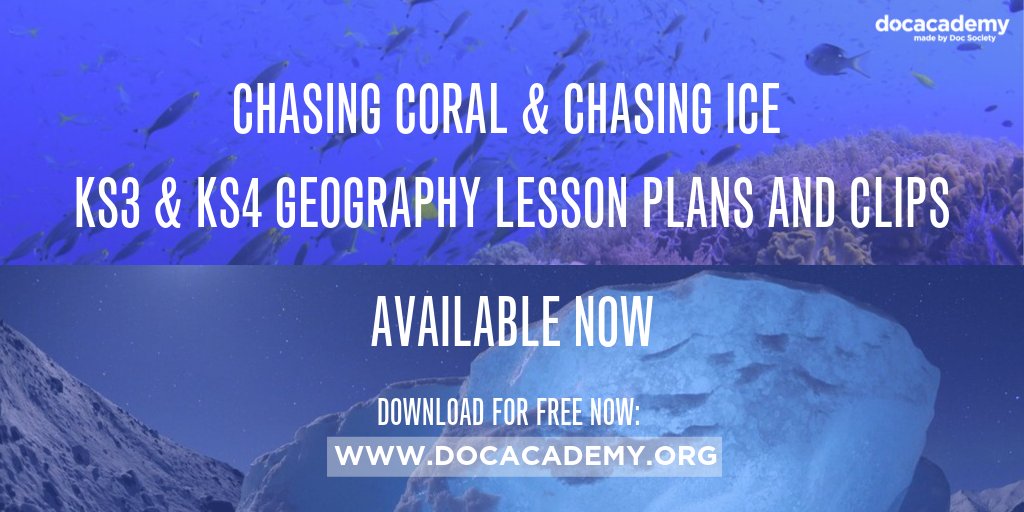 DocAcademy (@docacademy) on Twitter photo Are you a #geographyteacher looking for lesson plans?
The award-winning <a href="/chasingcoral/">Chasing Coral</a> and <a href="/chasingice/">Chasing Ice</a> films are available as KS3 & 4 #Geography lesson plans for free.
Bring the reality of #ClimateChange to life in your classrooms. #WorldEnvironmentDay Are you a #geographyteacher looking for lesson plans?
The award-winning <a href="/chasingcoral/">Chasing Coral</a> and <a href="/chasingice/">Chasing Ice</a> films are available as KS3 & 4 #Geography lesson plans for free.
Bring the reality of #ClimateChange to life in your classrooms. #WorldEnvironmentDay