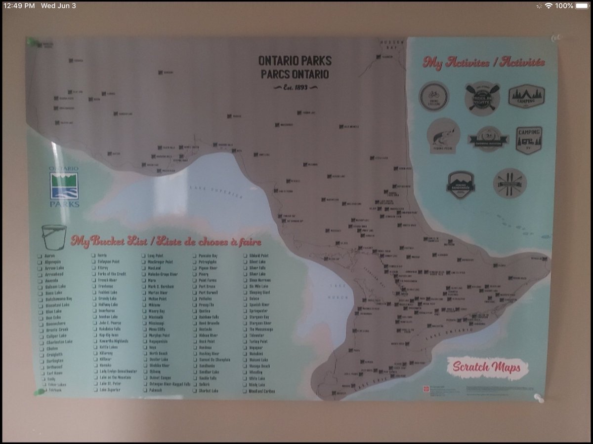 Kells_Castellan's tweet image. Visiting  @OntarioParks #ScratchMaps