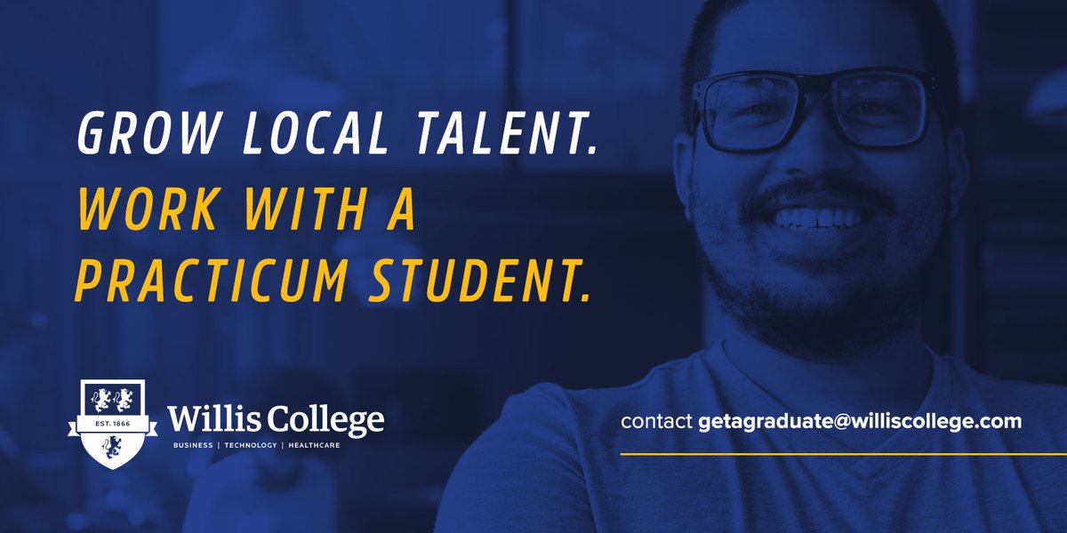 WillisCollege's tweet photo. Our students will offer a creative edge and new ideas to your projects. Speak with a Career Placement Coordinator today to learn more about mentoring a co-op student.
Contact us today by emailing info@williscollege.com! https://t.co/8PAt4kX1x5