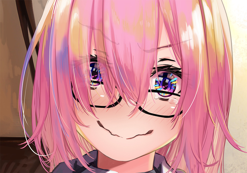 mash kyrielight 1girl solo glasses looking at viewer blush purple eyes tears  illustration images