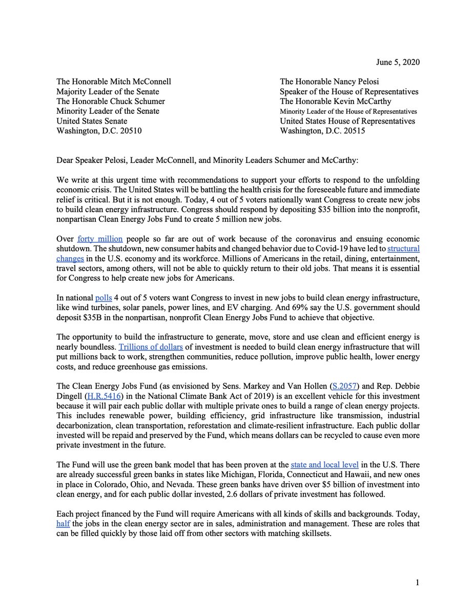 Cgc Nearly 100 Groups Signed Onto Our Letter Calling For A Clean Energy Jobs Fund To Be In Any Infrastructure Or Recovery Legislation Our Message To Congressional Leaders Put People