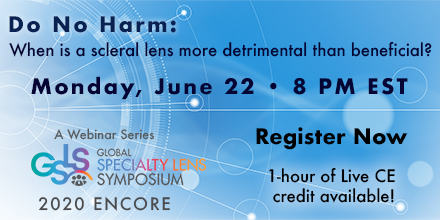 GSLSymposium's tweet photo. Introducing GSLS 2020 Encore! Join Drs. Chiu and Kwok for an encore presentation of their #GSLS2020 CE Breakout: "Do No Harm: When is a scleral lens more detrimental than beneficial?" on Monday, June 22nd at 8pm EDT. Click the link to register. https://t.co/5ecW5o4s2f https://t.co/x69ETqDkHx