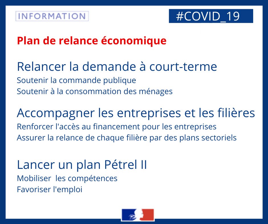 Prefet974's tweet photo. [Economie] #soutien #batay'ansamb
Jacques Billant, préfet de la Réunion présente le plan de relance économique:
📌Relancer la demande à court-terme
📌Accompagner les entreprises et les filières 
📌Lancer le plan Pétrel II
Pour en savoir plus : https://t.co/QWu5ILQp76 https://t.co/jVXb5VS9uF