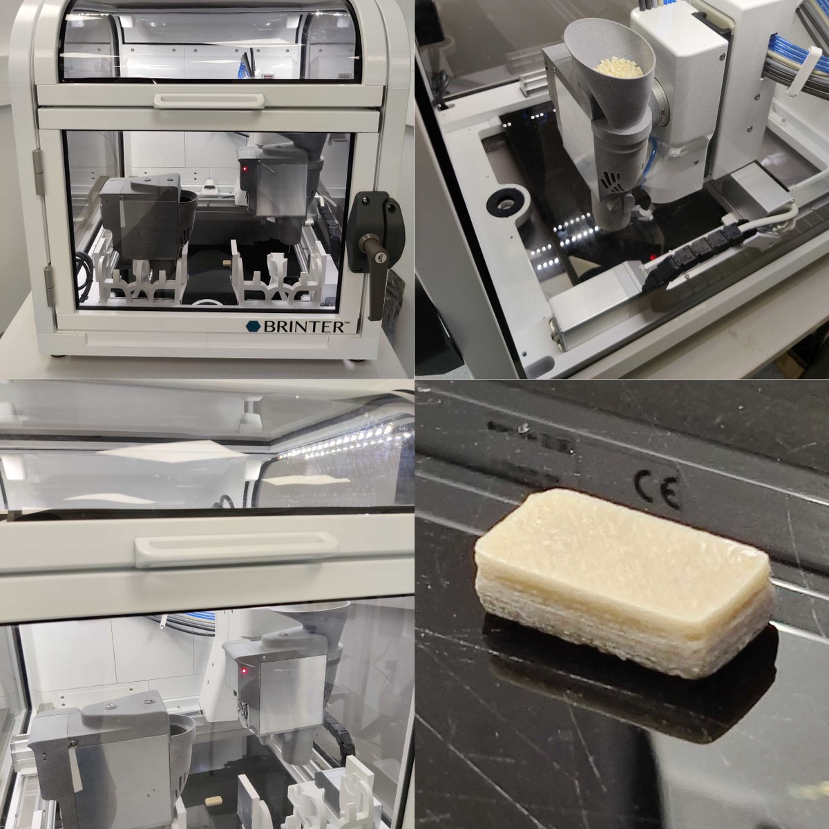 WeAreBrinter's tweet photo. Granulate-based multi-material 3D Bioprinting with two different cellulose-based materials. The first material with high cellulose content is developed by @VTT as part of our #Horizon2020 project, and the other is a commercial material from @UPM. #3Dprinting #novumproject https://t.co/Qpf15tOn4j
