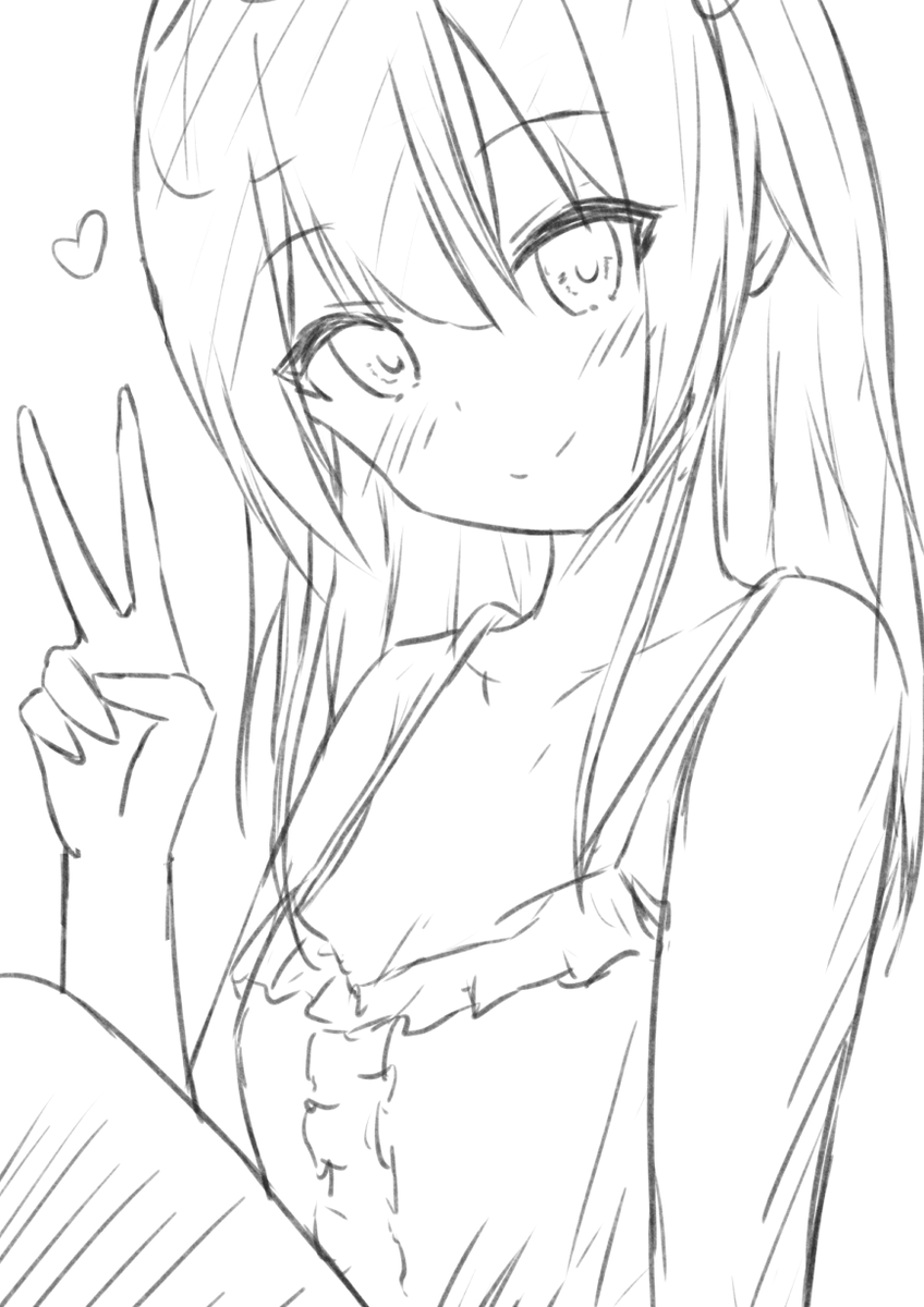 髪をおろしたまつりちゃんラフです～ 