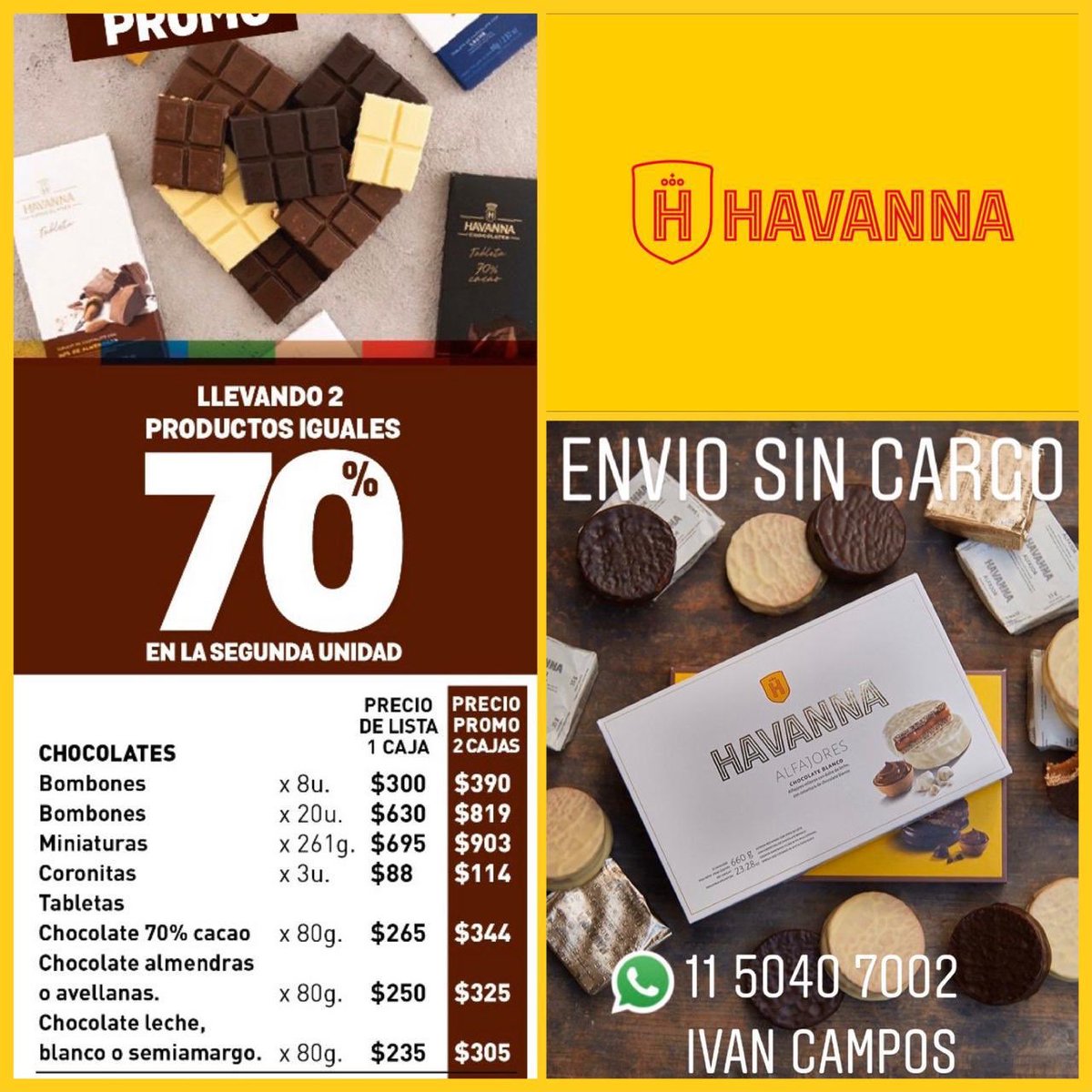 Estoy empezando a vender productos  * HAVANNA* riquisimos!! A un precio imperdible! 
* 70% OFF EN LA SEGUNDA UNIDAD*!
*El envio es SIN CARGO* (lo entrego personalmente). 
Si me podes ayudar difuendiendolo te agradeceria un monton! Con un RT me ayudas un monton 🙌❤️