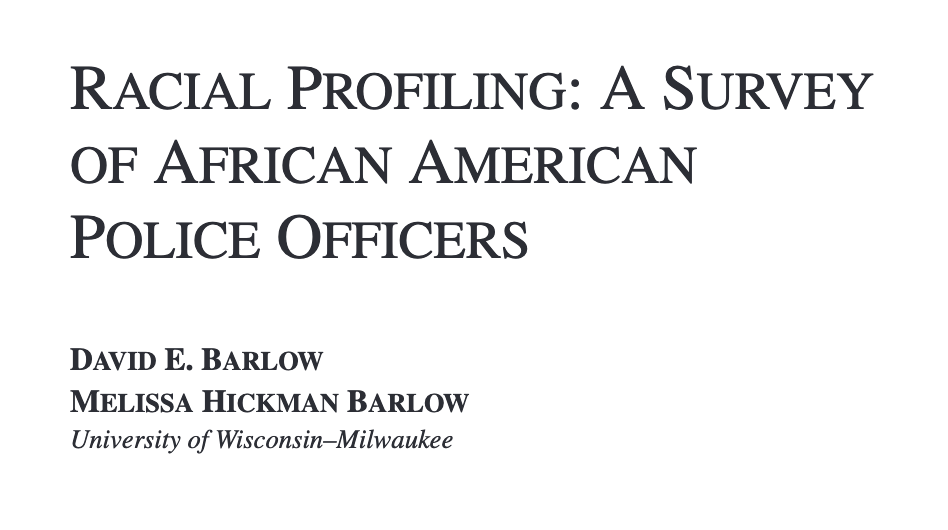 60/ More than 2/3 of Black *police officers* report being racially profiled with "dark-skinned” officers reporting even higher percentages.