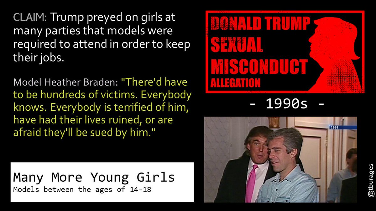 Donald Trump's friendships with Casablancas and Epstein gave him access to hundreds of young models throughout the 1990s."Trump would be at every model party there ever was," said David Webber, a fashion photographer. "He was a predator. Absolutely."/10