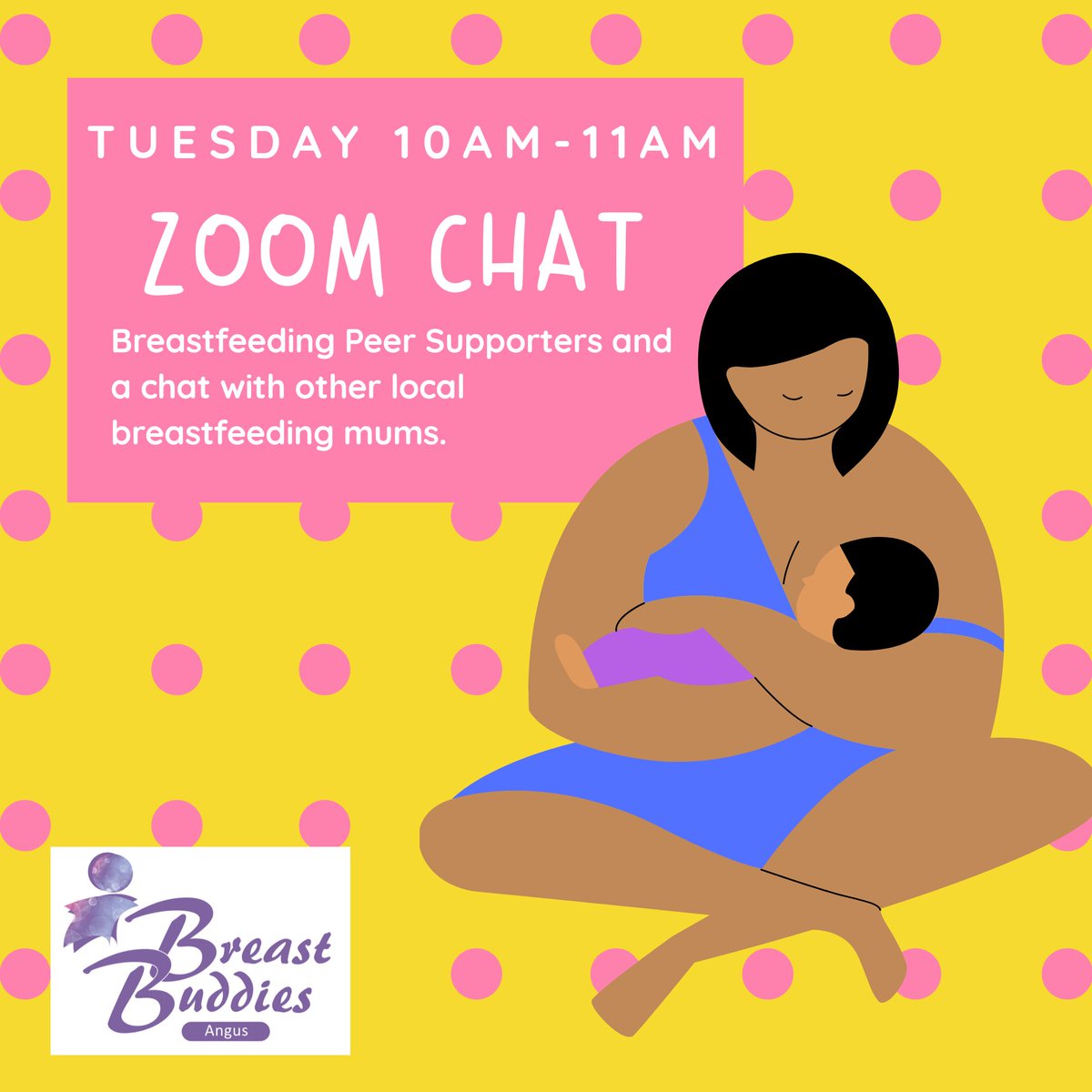 A change of day and time for our weekly zoom chat. Tuesday mornings 10am - 11am. Zoom details can be found on our facebook private group "Breast Buddies Angus". #breastfeedingpeersupport #breastfeeding