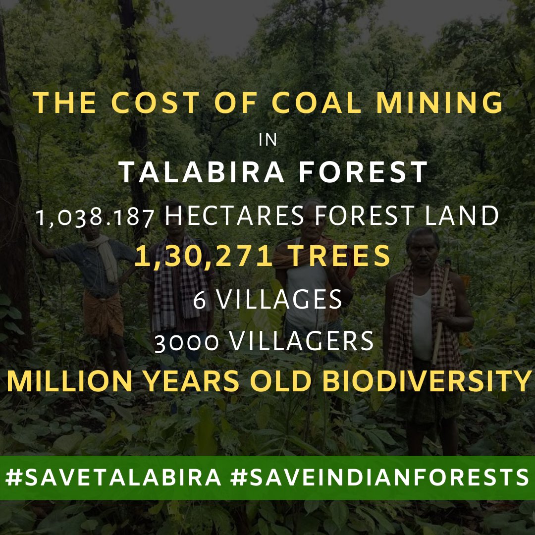 SaveIndianBiod1's tweet image. 130000 trees are to be cleared for Talabira mining project by @AdaniOnline when India is a energy surplus nation.Out of this 40000 trees were axed in Dec 2019
@PMOIndia
#SaveTalabira #WorldEnvironmentDay2020 #NoEcologyNoEconomy #BackOffAdani #WakeUpMoEFCC #SpeakUpForPlanet
