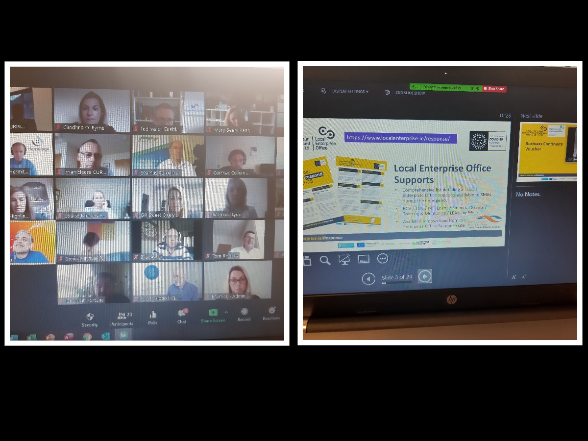 SDublinChamber's tweet photo. Full house this morning at our @Citywestb2b virtual meeting! Thanks to Tom Rooney @LEOSouthDublin for his presentation on supports and grants available. Well done to Bilal Awan @iPingIT  on his presentation. Interested in attending our next meeting? Contact cliodhna@sdchamber.ie https://t.co/PLCDFyQkYh