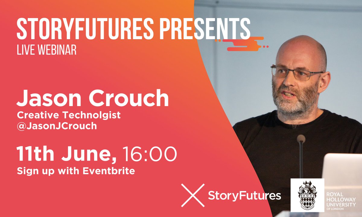 NEXT WEEK 🚨 Introducing a brand new speaker series: StoryFutures Presents. A series of live webinars focusing on the Future of Storytelling, now.

Kicking us off Thursday 4pm next week: Jason Crouch <a href="/jasonjcrouch/">(Parody Account)</a> 

Grah your free ticket: eventbrite.co.uk/e/storyfutures…

#StoryPresents