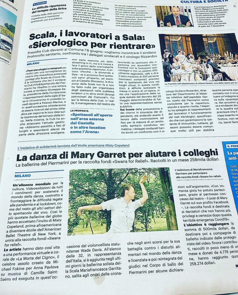 MaryGarret's tweet photo. #IlGiorno 🇮🇹 #press about #SwansForRelief w/ @mistyonpointe @wadesdavis @JosephSPhillips LINK IN BIO 🩰🦢🩰 https://t.co/69ZH9bX1c7