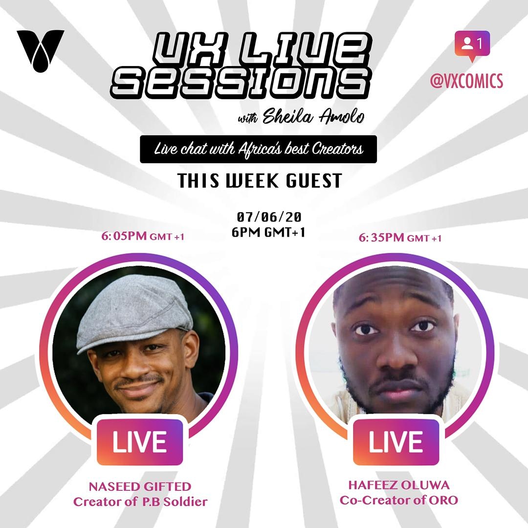 vxcomics_ea's tweet photo. Tune into #VXLiveSessions this Sunday at 8PM GMT +1 on the @vxcomics Instagram Live. Here's who we'll be talking this weekend. https://t.co/qbk7BWbqO4