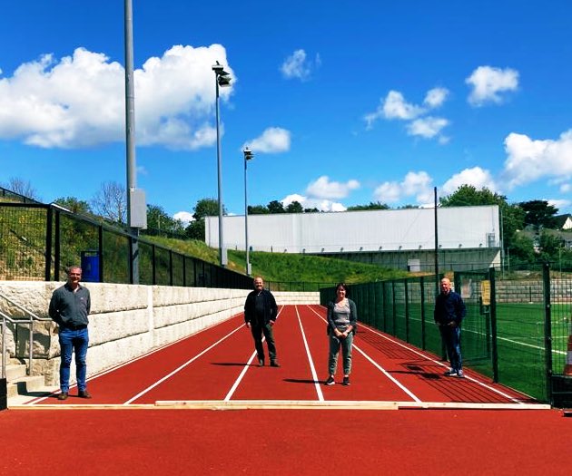 KCSPA_FundRaise's tweet photo. Very excited today to see the line markings start to go down on the running track at @KinsaleComSch. Nearly there now! https://t.co/LbBkFjBMtG