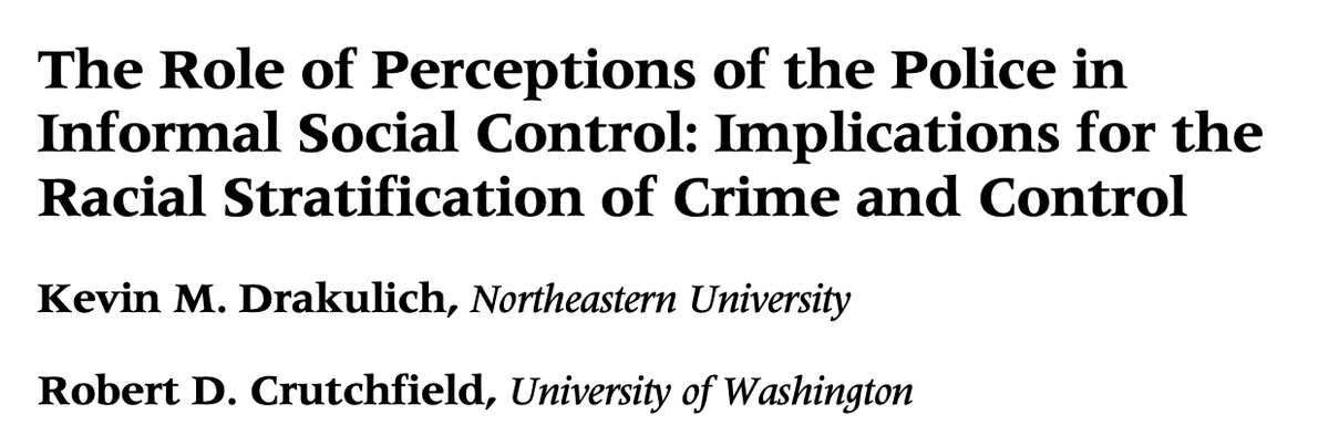 67/ "Differential policing and differential perceptions of the police may in turn be relevant to explaining crime differences between neighborhoods of different race/ethnic compositions... [and] further deteriorate the neighborhood’s capacity to address problems like crime."