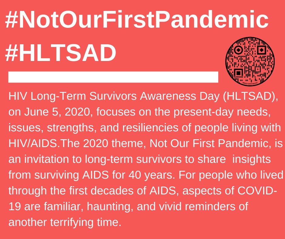 UNCglobalCTU's tweet photo. #HLTSAD June 5th is HIV Long-Term Survivors Awareness Day and is meant to honor and celebrate Long-Term Survivors of the HIV/AIDS epidemic. Today we try to raise awareness about long-term survivor needs, issues, and journeys.
#HLTSAD2020 #HIVResilient #Notourfirstpandemic https://t.co/noUJcu1npT