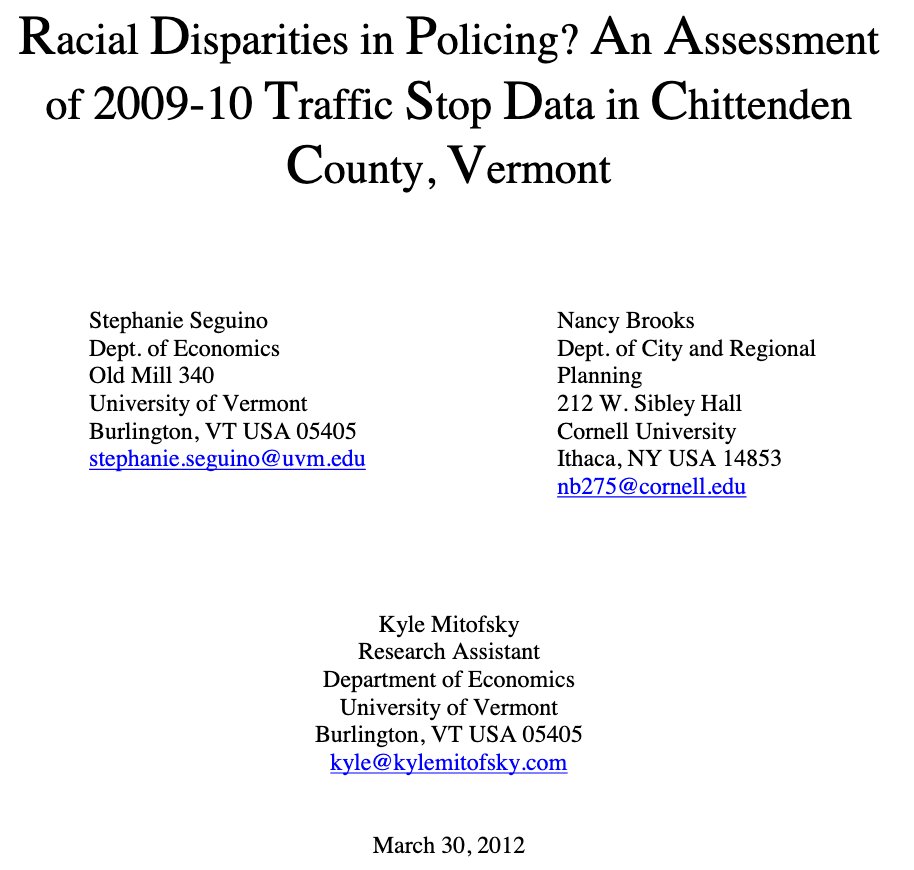 68/ "Disparities between blacks and whites are prominent in most [Vermont] jurisdictions, with blacks facing a higher probability of being stopped, of receiving harsher penalties, and of being arrested and searched."