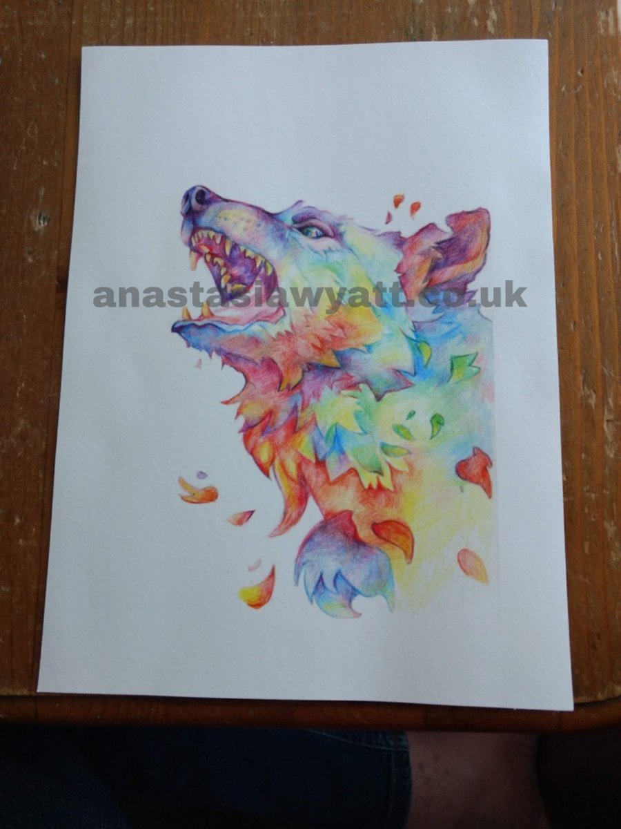PVBuk's tweet photo. Just received a beautiful print from @society6 of a #RainbowWolf by @anastasia_wyatt
(watermark added to image by me)
https://t.co/LHI9aRfGyn https://t.co/zWEbInpOSO