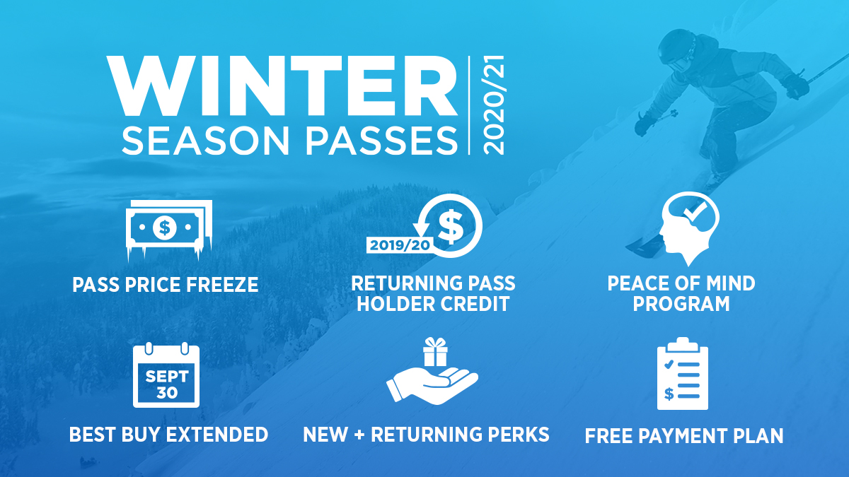 As promised, an update on Winter 2020/21 Season Passes! More flexibility, savings, and time to purchase. Sales start first week of July through our new online store, but you can get all the details today! Info > bit.ly/3cwMFs9 
#SunPeaks360 #ExploreKamloops