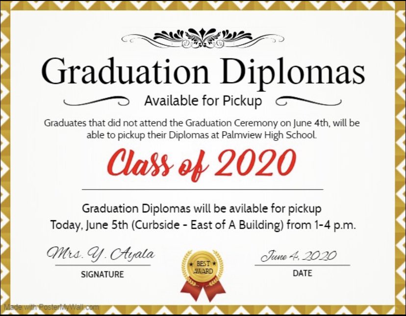 YvonneAyala_'s tweet photo. Diplomas are available at the campus TODAY! Come by this afternoon if you were not able to attend yesterday’s graduation! 🎓❤️ https://t.co/npwHlSRuKJ