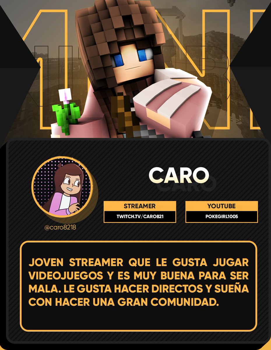 MinitubersSMP's tweet photo. Diecisieteavo participante: @Caro8218 
Nacionalidad: ❓❓
Edad: 1⃣9⃣ años
❤️y🔁para anunciar más participantes. https://t.co/jRplhoSS2z