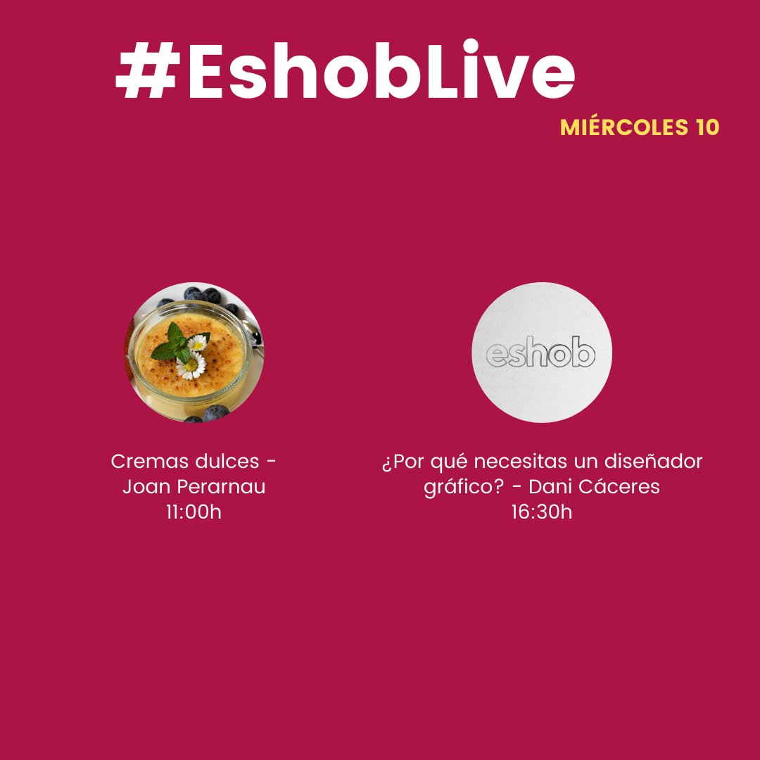 ESHOBescola's tweet photo. 💻 Nuevas formaciones para la semana que viene en #EshobLive.

📝 Inscríbete en: https://t.co/JY2lQZyHYy

📹 Y recuerda que tienes todos los cursos grabados para verlos cuando quieras. https://t.co/AuZYnHcJMw