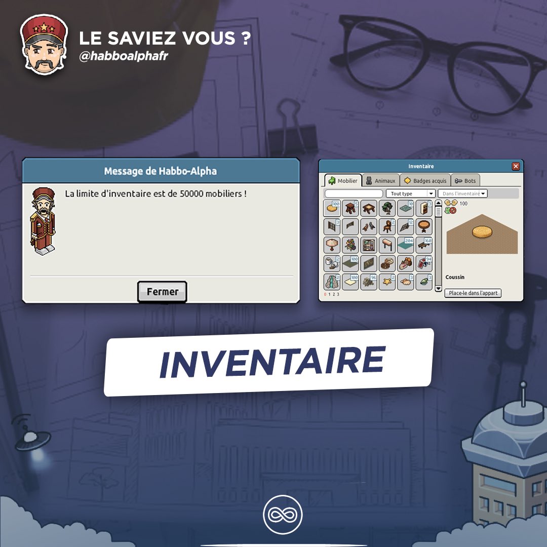 📣 Le saviez-vous que sur Habbo-Alpha il existe une limite de mobis sur ton inventaire ? En effet, tu ne peux posséder que 50 000 mobiliers.
    
🌐 habbo-alpha.eu
    
#Alpha2020 #Habbo #HabboHotel #Habbo2020