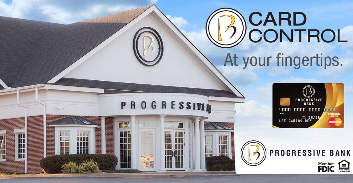 ProgressiveBank's tweet image. Progressive Bank has Card Control!

 -Receive real-time alerts for debit card transactions
 -Control debit card usage with transaction and location limits
 -Turn your debit card OFF or ON to disable or enable transactions
 -And more ...
 
 #ProgressiveBank #CardControl #BankLocal