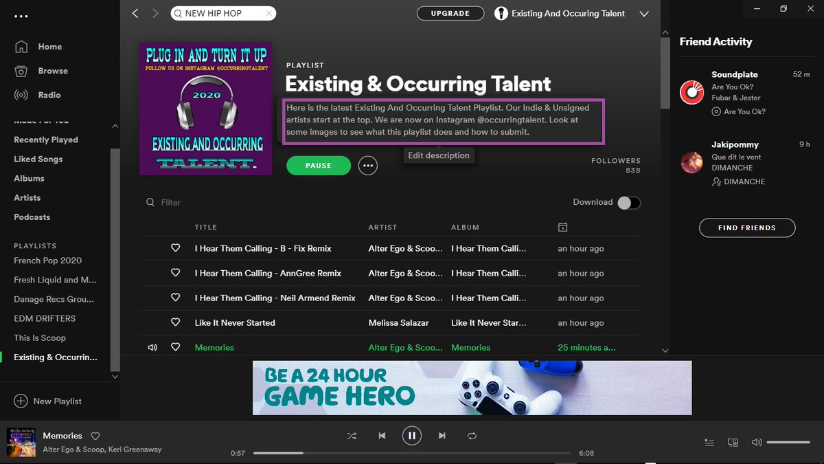 Existing And Occurring Talent Playlist Is Live For 6/5/2020
Please RT and Like This Pinned Post.

FOLLOW US ON INSTAGRAM ON THE @ BELOW AND SEE WHAT WE DO FOR INDIE AND UNSIGNED ARTISTS.
<a href="/OccuringTalent/">Existingandoccuring</a>

open.spotify.com/playlist/7ydaj…

#PLAYLIST #EXISTINGANDOCCURRING #INDIE #UNSIGNED