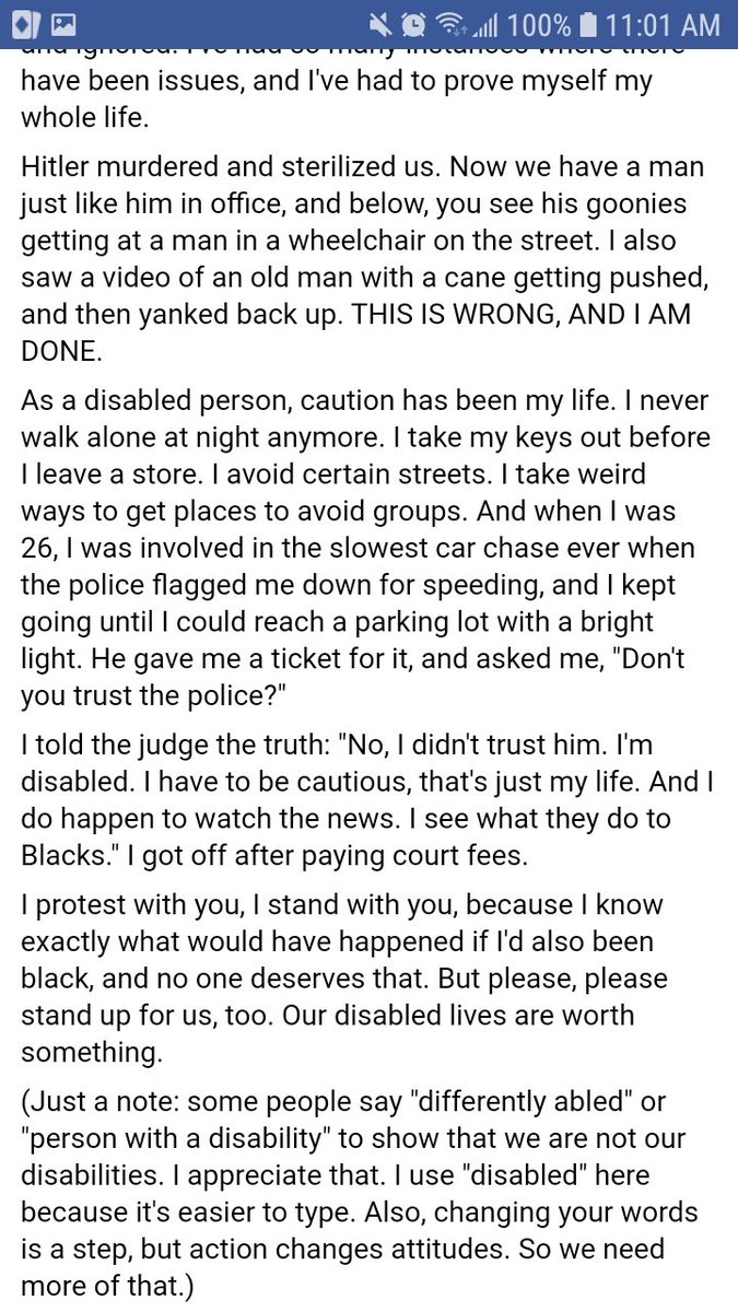LilyHun58750954's tweet photo. My facebook post from this morning. Please, please, please share. @kaslina @anthonycwalker @MichelleZink  @sarahkendzior Sorry, guys, I don't mean to bother you, but this should be seen. 

#resist #Disability #DisabilityRights https://t.co/avXoexyF6V