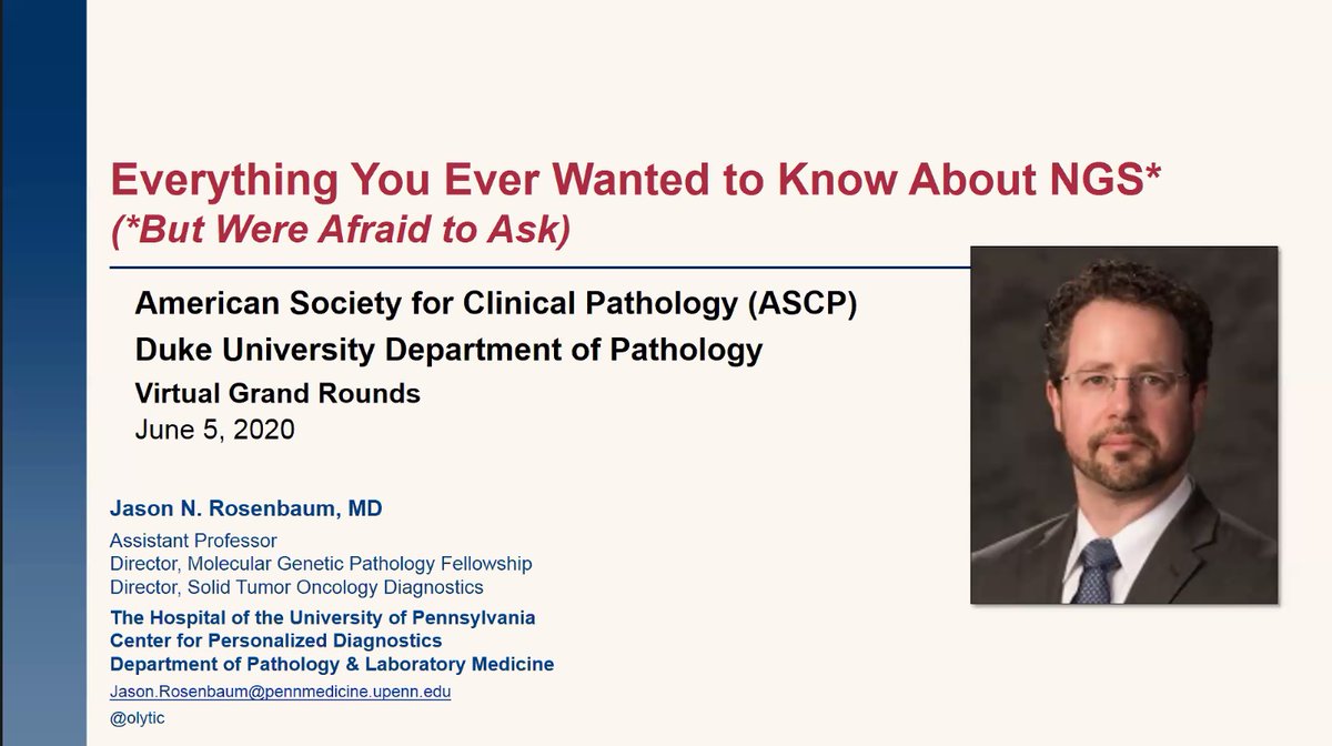 DukePathDept (@dukepathdept) on Twitter photo We are excited to host Dr. Jason Rosenbaum (<a href="/olytic/">Jason N Rosenbaum MD</a>) at today's <a href="/DukePathDept/">DukePathDept</a> and <a href="/VirtualPathGR/">Virtual Pathology Grand Rounds</a> on NGS! We are excited to host Dr. Jason Rosenbaum (<a href="/olytic/">Jason N Rosenbaum MD</a>) at today's <a href="/DukePathDept/">DukePathDept</a> and <a href="/VirtualPathGR/">Virtual Pathology Grand Rounds</a> on NGS!