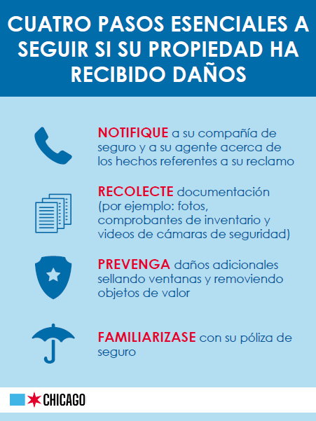 If your property is damaged, please reference the following steps.
Si su propiedad está dañada, consulte los siguientes pasos.