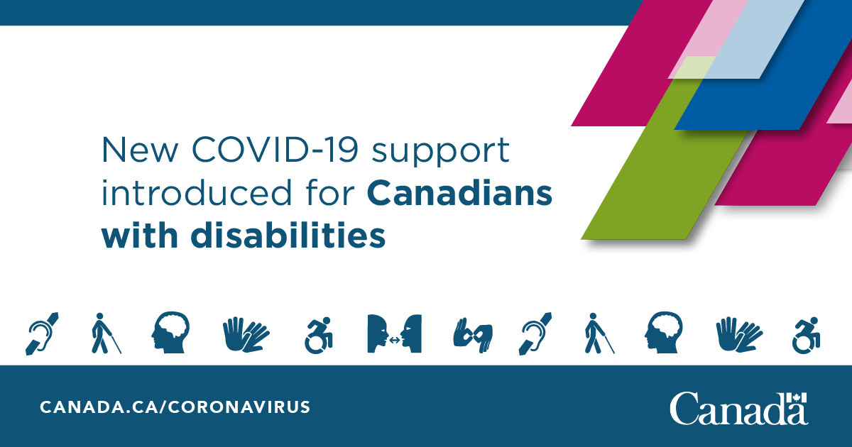 AccessibleGC's tweet photo. The #GoC announced #COVID19 support for persons with disabilities:
β’ one-time payment of $600;
β’ establishment of a National Workplace Accessibility Stream through the Opportunities Fund;
β’ five new projects through the Accessible Technology Program.
https://t.co/6rAEXTSPue https://t.co/Kgp0I2uh6s