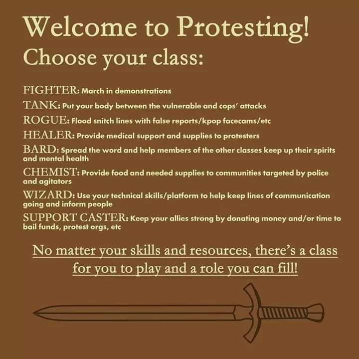 jakesonaplane's tweet photo. Protesting as Dungeons &amp; Dragons classes https://t.co/PE3F9WUEl0