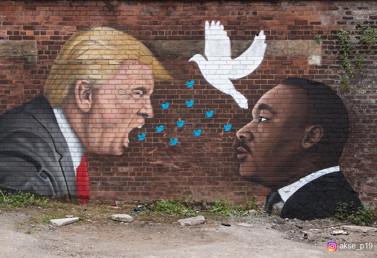 I painted this mural a year ago ahead of Trump UK state visit back in June 2019, this piece feels even more relevant now #akse #p19 #graffiti #art #streetart #manchester #mcr #blacklivesmatter #blm #martinlutherking #trump #donaldtrump