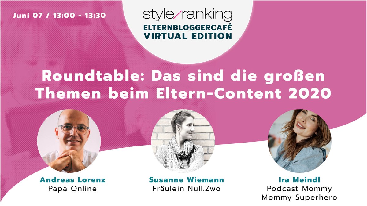 Ornaldo15's tweet image. Roundtable: Das sind die großen Themen beim Eltern-Content 2020 mit @Frl_NullZwo, Ira Meindl und @papaonlineBlog Jetzt anmelden: hopin.to/events/stylera… #elternbloggercafé #ebcve20