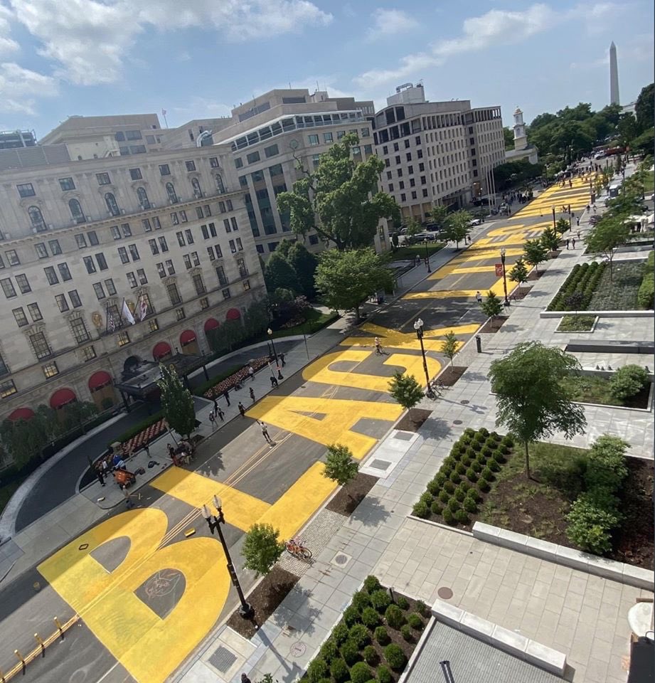 D.C. paints a giant “Black Lives Matter” message on the road to the White House✊🏿✊🏾✊🏻