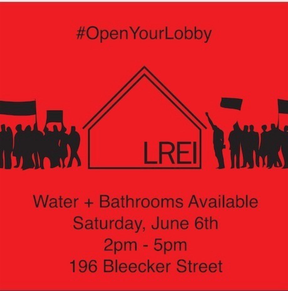 LREI will be opening our doors at 196 Bleecker Street as a refuge for protestors from 2pm-5pm on Saturday, June 6th. Wear a mask. Respect social distancing.

#BlackLivesMatter #OpenYourLobby